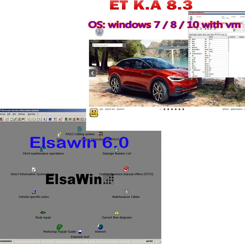 

ELSAWIN 6.0 Auto Repair Software for Audi for VW Etka 8 .3 for Group Vehicles Electronic Parts Catalog download Link ﻿