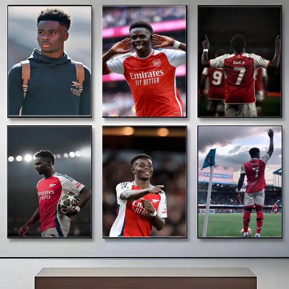 Footballer B-Bukayo Saka Poster Crease Free Waterproof Durable All Space Wall Decor