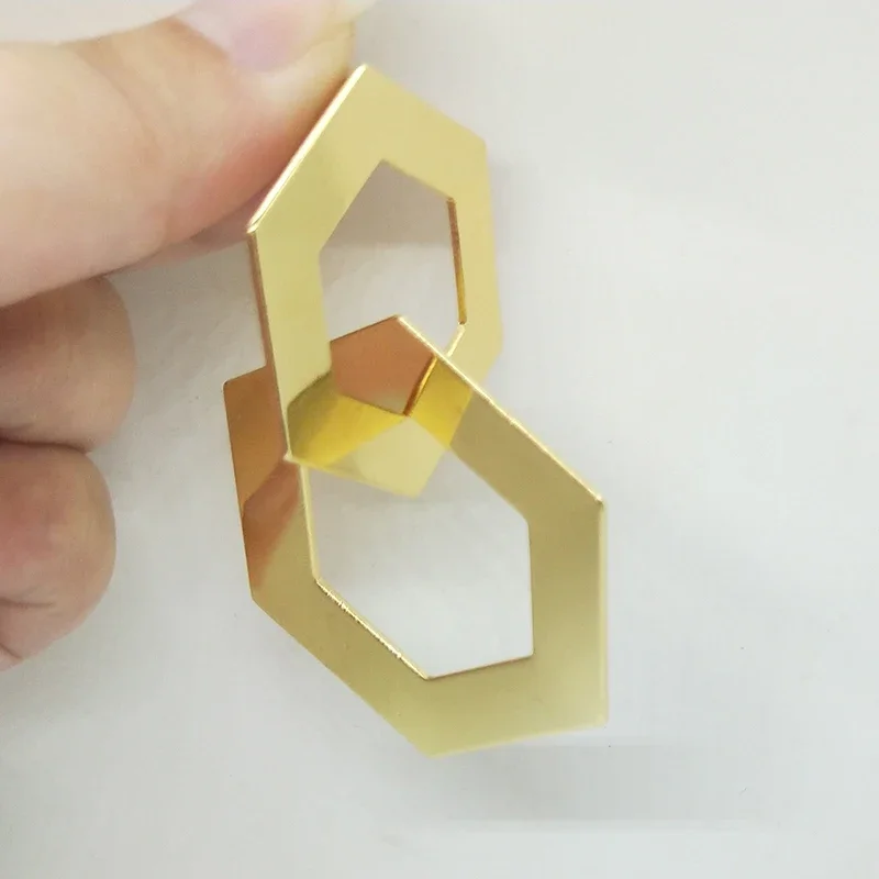 2021 جديد عصري 68 مللي متر 1 زوج جودة عالية سبائك الزنك السداسي استرخى أقراط للفتيات هدايا الحفلات اكسسوارات #4