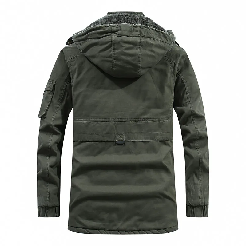 Mens Parkas Coat Military Windproof Hooded Jackets Winter Washed Cotton Thick Fleece Casual New Outdoor Warm Varsity Jackets
