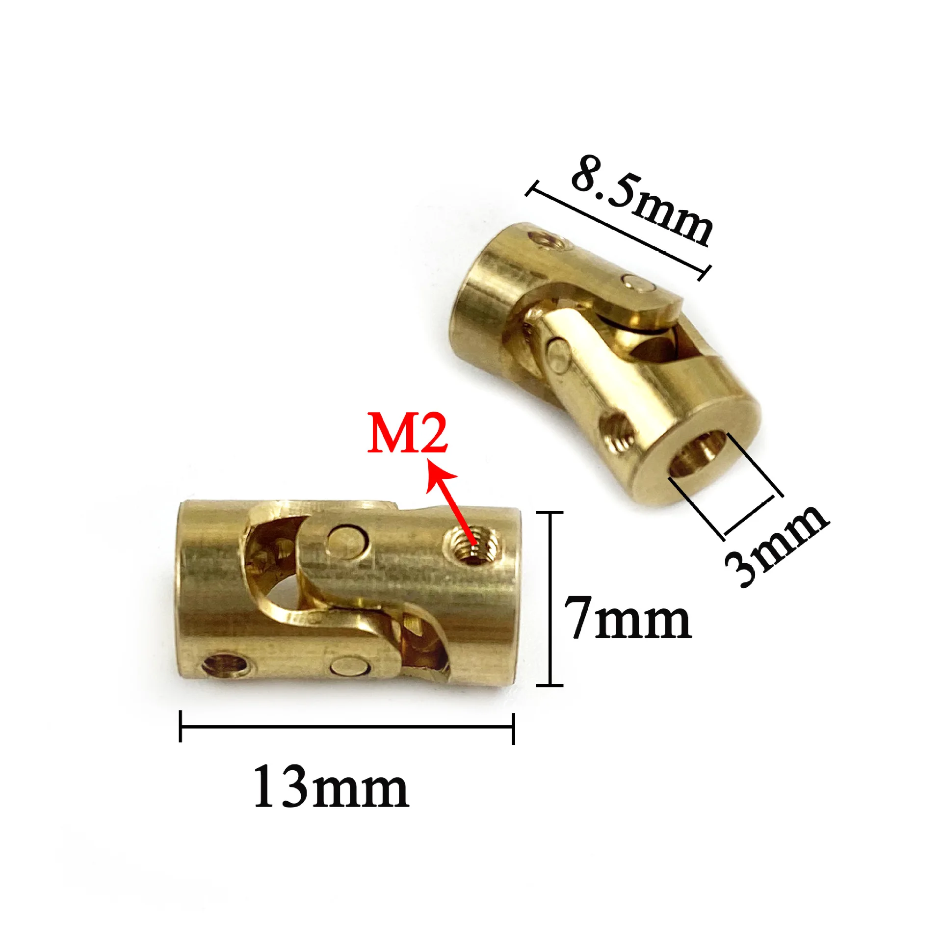 2 sztuk Micro 3mm-3mm mosiądz uniwersalny wspólne dla 1/24 1/18 RC Car Model łodzi