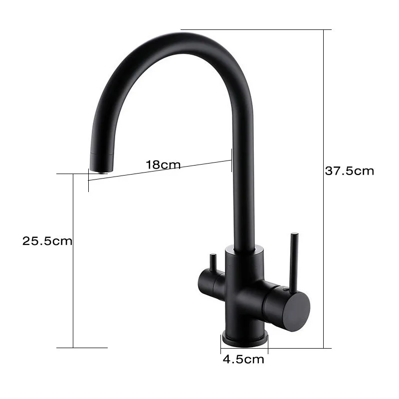 ULA  Drinking Water Kitchen Faucet 360 Rotate Black Kitchen Mixer Tap Filter Faucet Deck Mount Cold Hot Water Brass Sink Taps