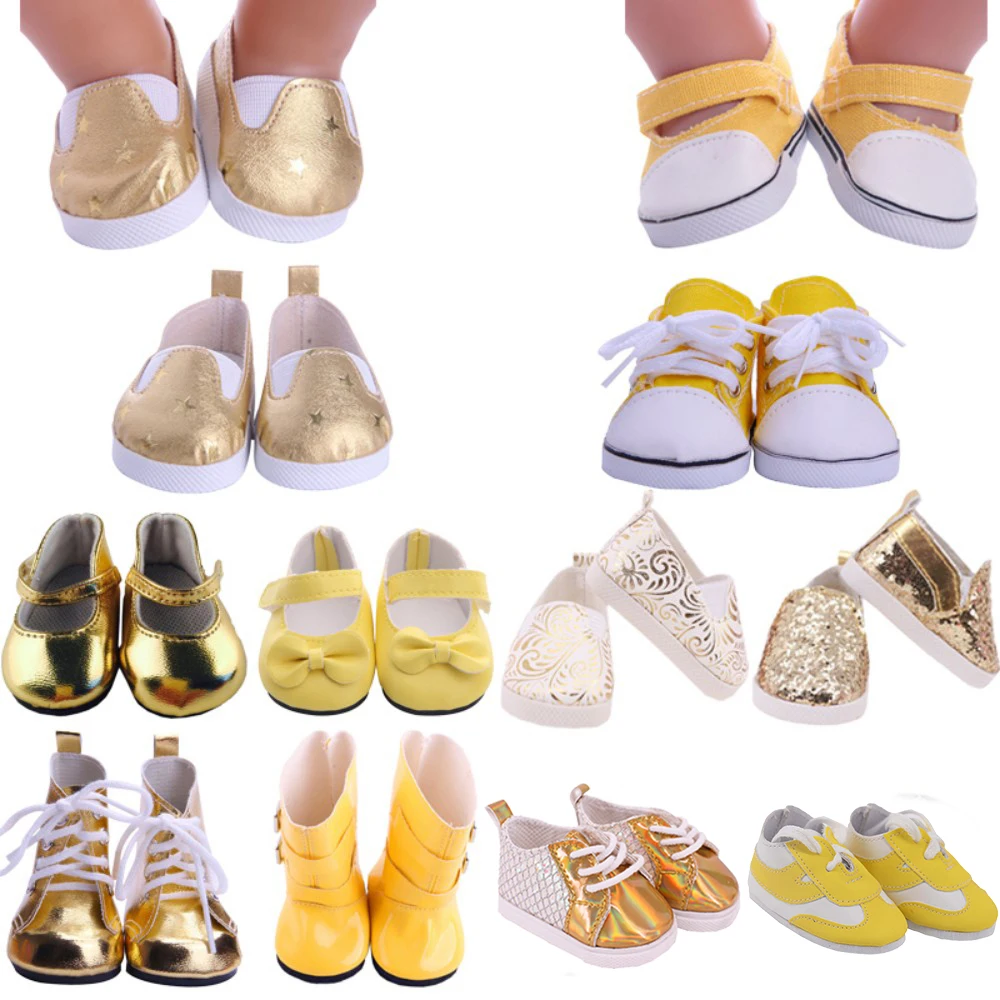 Doll Shoes Accessories Yellow Series Suitable For 18Inch And 43Cm New Generation Birthday Girls Russian DIY Toy Gifts