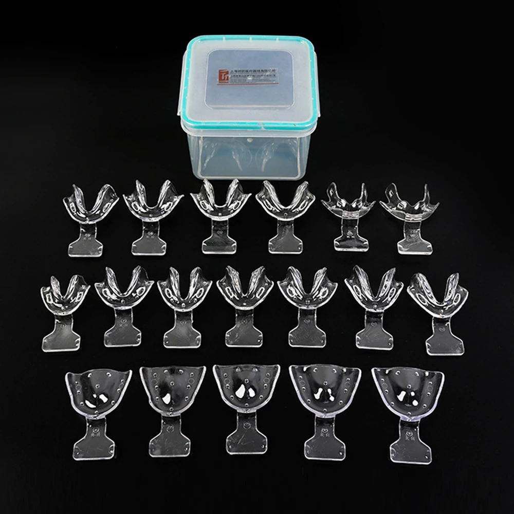 1set Sterilizable Dental Impression Trays for BPS System Dental Frame Cut Back Edentulous Jaw Full Denture Tray