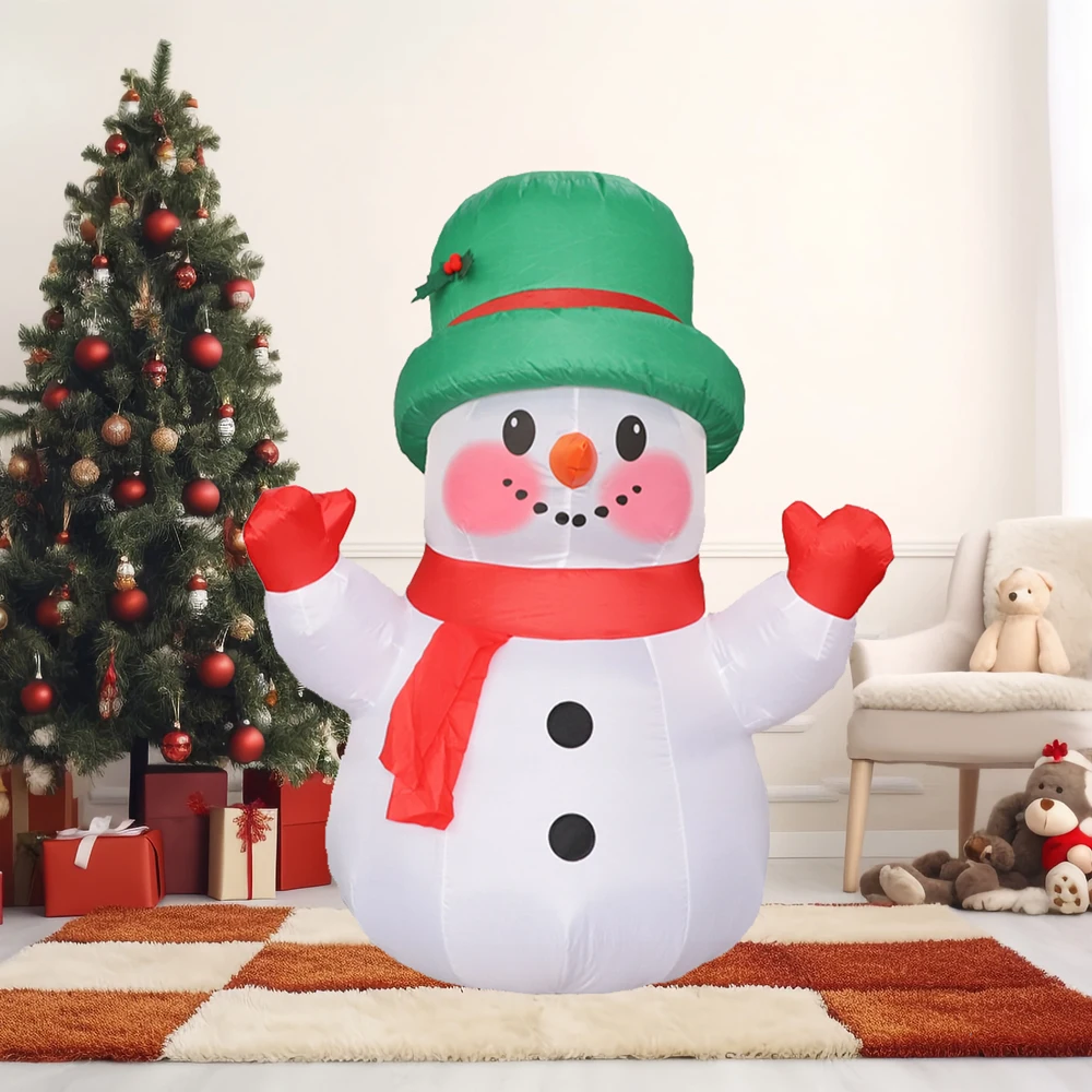 Boneco de neve inflável com luz LED embutida, terno cosplay ao ar livre, decoração de festa de Natal, 4ft