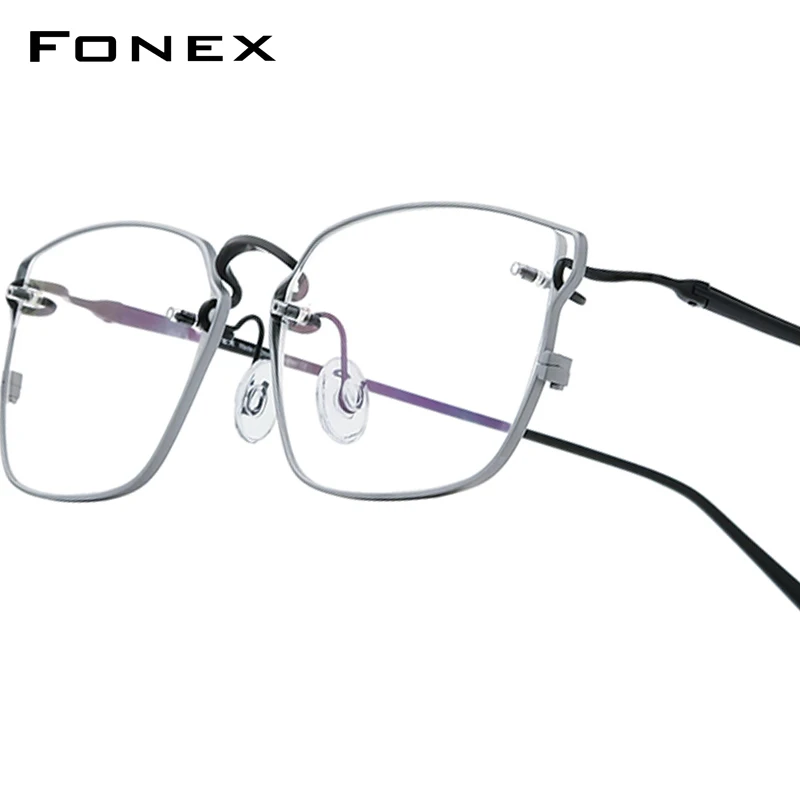FONEX Screwless Titanium Glasses Frame Men Brand Design Square Eyeglasses Japanese Denmark Ultralight High Quality Eyewear 98641