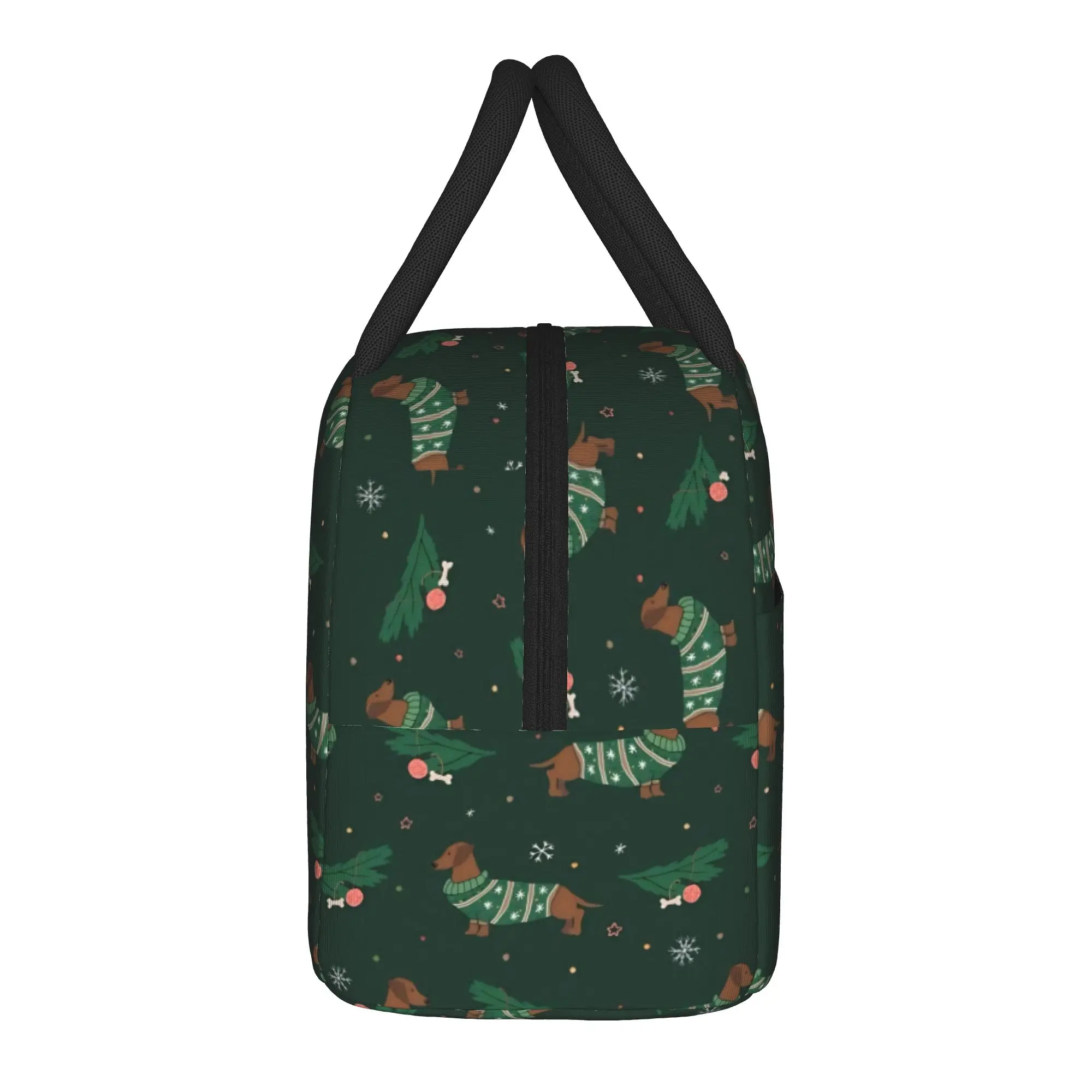 Christmas Dachshund Insulated Lunch Bag Large Dogs Animal Reusable Cooler Bag Tote Lunch Box Beach  Outdoor Girl Boy