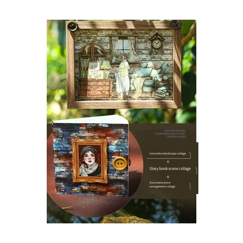 CHCH 4 Rolls Washi Paper Tape Colored Brick And Stone Walls Landscape Washi Tape Set For Journaling Decorative Masking Tape