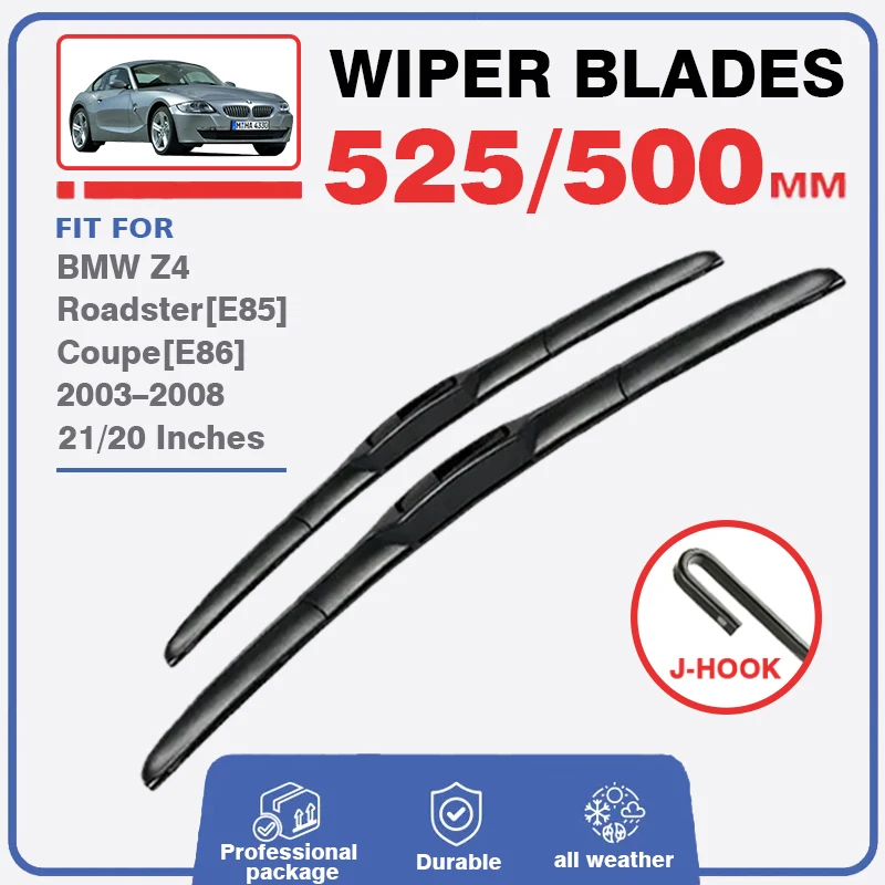 Wiper Blades Set Kit For BMW Z4 E85 E86 Roadster Coupe 2003 2004 2005 2006 2007 2008 Front Windshield Brushes Windscreen Cutter