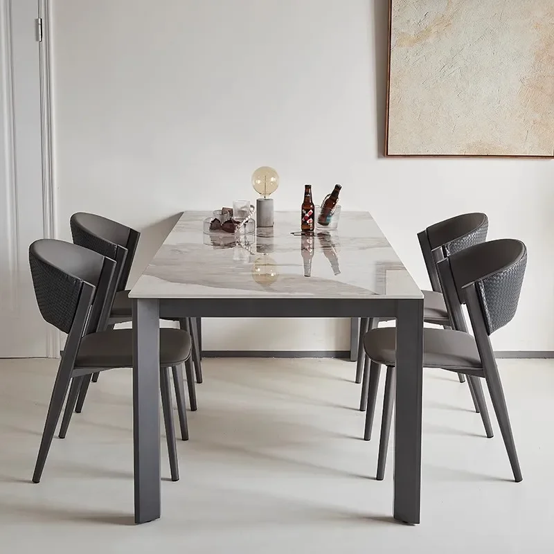 

Metal Small Dining Tables Italian Narrow Steel Modern Salon Dining Tables Foldable Luxury Nordic Mesas De Comedor Furniture