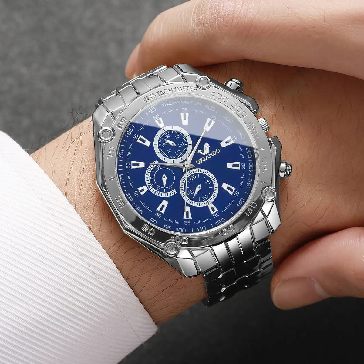 Orologio da polso al quarzo da uomo con quadrante grande di lusso Orologio da uomo d'affari di moda Orologio analogico Reloj Hombre (senza scatola)