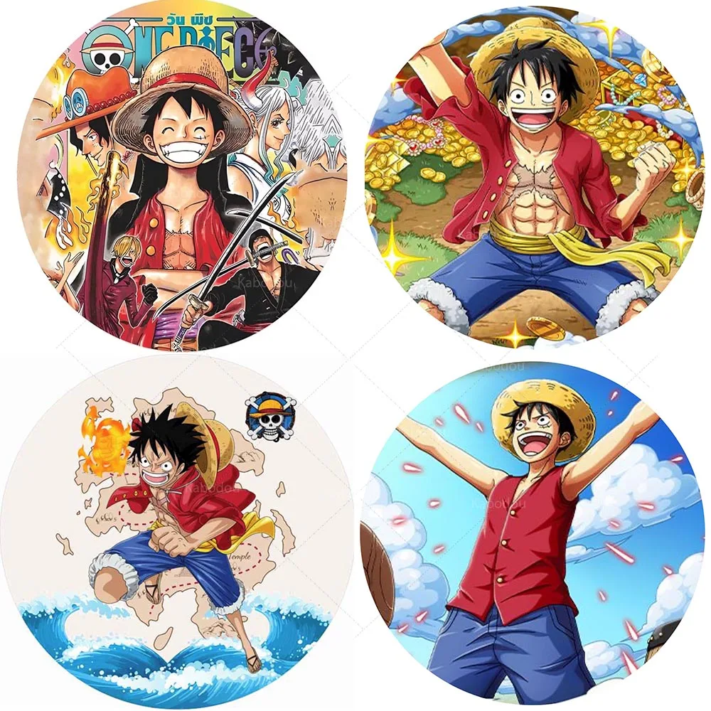 Corsair Luffy One Piece Backdrop Round Covers Child Boy Birthday Party Backgrounds Living Room Decoration Circular Banner Props