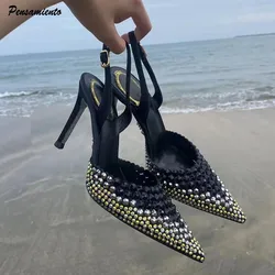 Strass di lusso Slingbacks sfumati décolleté da donna Fashion Bling Crystal banchetto Stiletto tacchi alti Fashion Party Prom Shoes