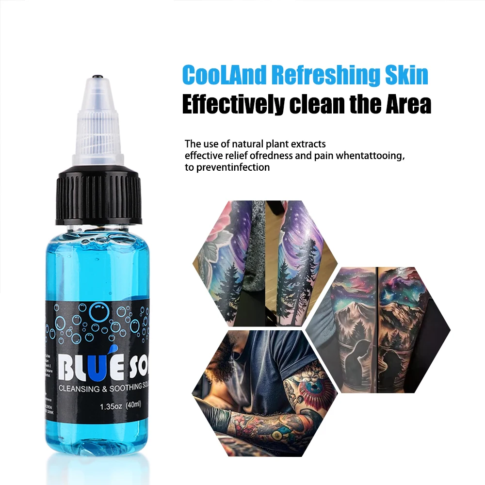 40/500 مللي مركز الوشم الأزرق الصابون السائل تنظيف الحل رغوة غنية الوشم لوازم أداة تنظيف الوشم