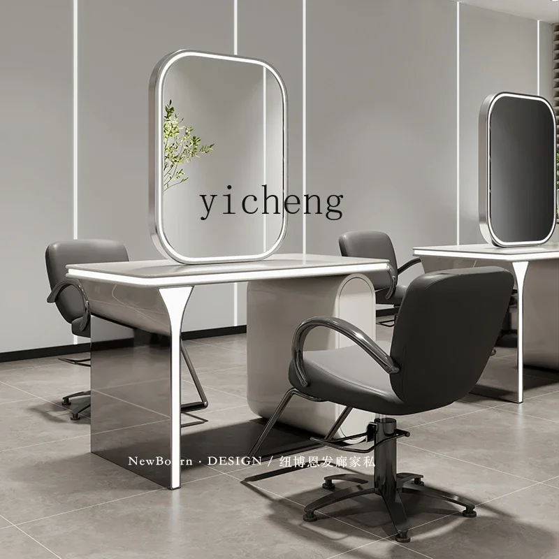 PP  Barber Shop Mirror Table Hair Salon Cut Hair Perm and Dyeing Hair Mirror Single Double-sided Mirror Table Integrated