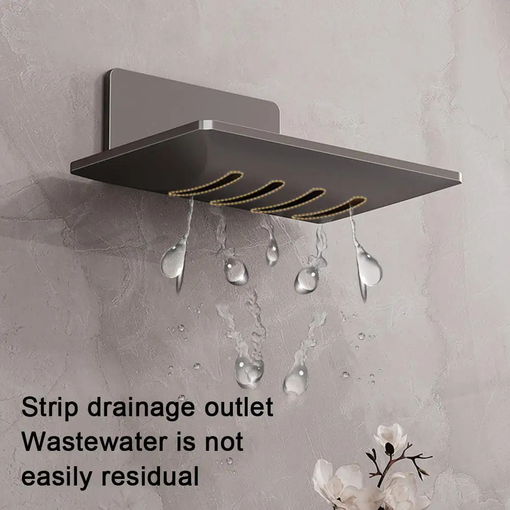 Aluminum Alloy Soap Holder For Shower Kitchen Self-Adhesive Soap Dish With Drainage Wall Mounted Soap Box Bathroom Accessories