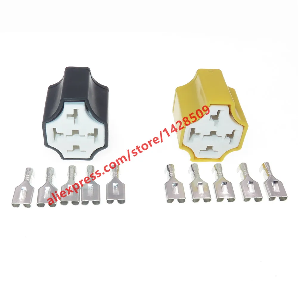 1 Set 5 Pin Automotive Ceramic Relay Holder Seat High Temperature Relay Socket With Terminal