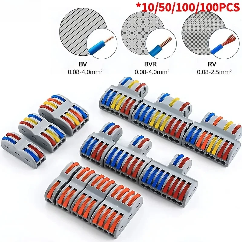 10/1000PCS Mini Fast Wire Universal Wiring Cable Connector Push-in Conductor Electrical Terminal PCT-222/224 SPL-42/62 SPL-2/3/1