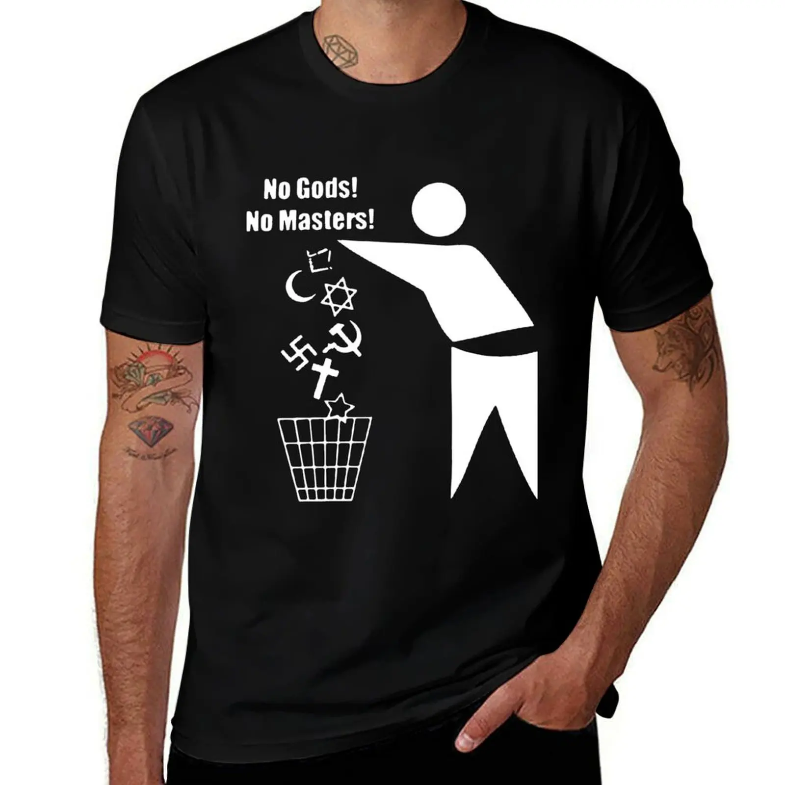 

No Gods No Masters Atheist T-Shirt t shirts for man graphic tees t shirts for man pack cotton T-Shirt