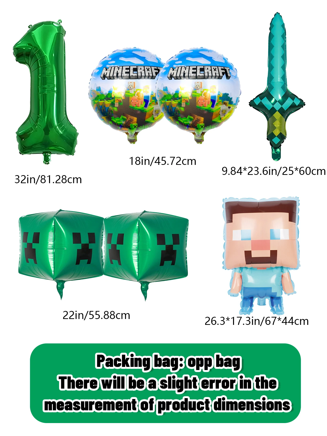 Pixel Game Character Balloon Birthday Party Set, Game Themed Party Decor Kit for Kids Boys Birthday Gathering