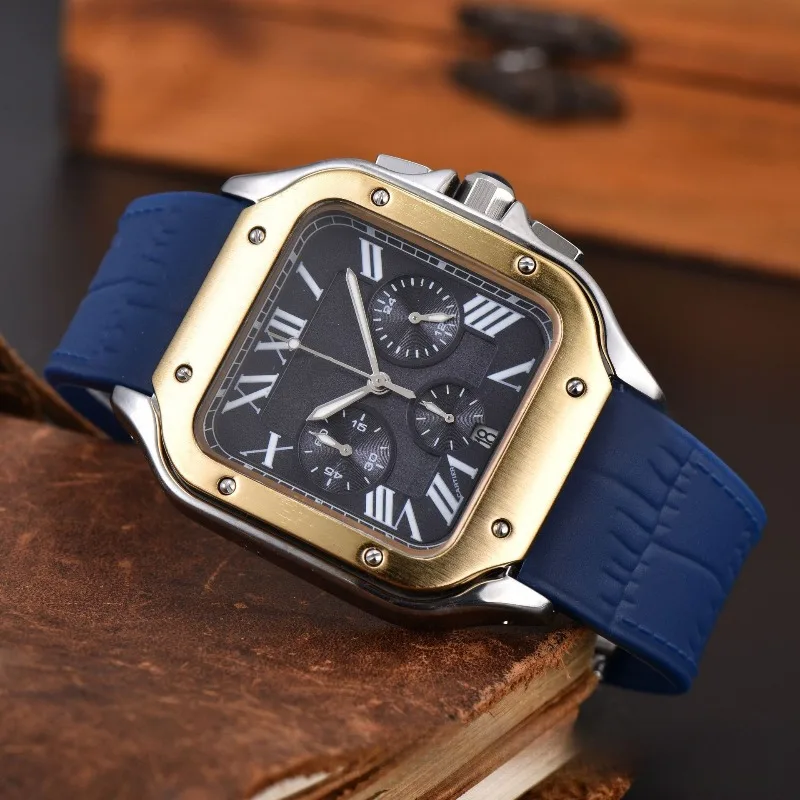 2025 мужские квадратные часы в стиле ретро с календарем из нержавеющей стали, светящиеся водонепроницаемые деловые повседневные кварцевые часы для мужчин, бесплатно