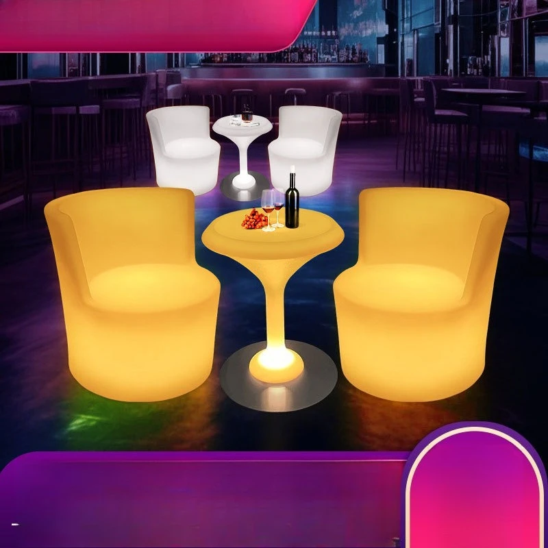 Outdoor luminous chair nightclub bar combination table and chair courtyard balcony leisure high table coffee table household