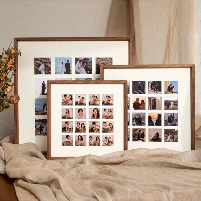 Black Walnut Big Photo Frame Display Stand DIY Multi-Grid Couple High-grade Wedding Picture Wall Frame Home Decor Desktop Gift