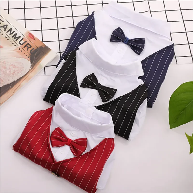 Dog Tuxedo Suit Costume Pet Cat Dog Wedding Birthday Party Formal Shirt With Bow Tie For Puppy Small Medium Dogs Costume Clothes view 5