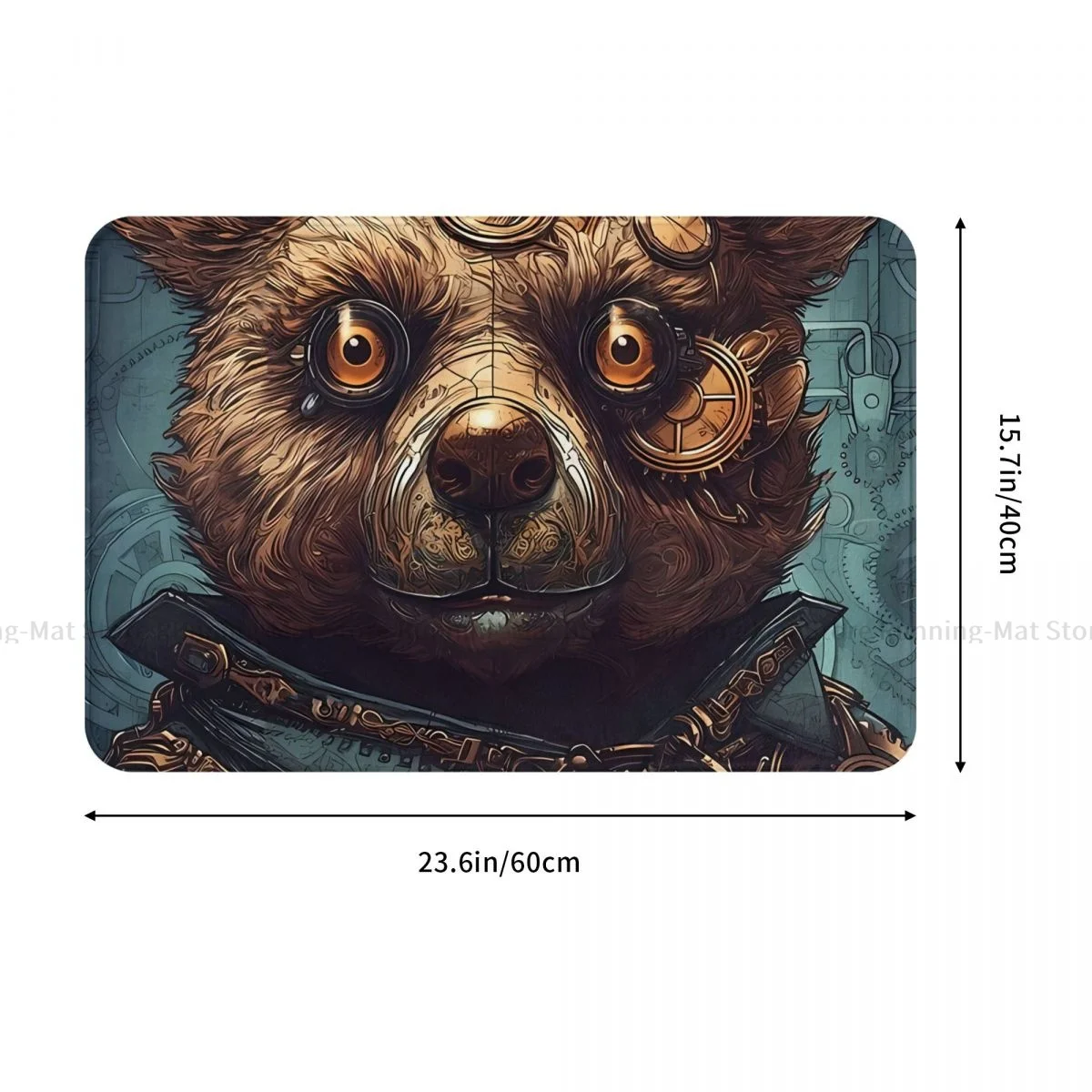 Teddy Bear Non-slip Doormat Steampunk Victorian Retro Futuristic Living Room Kitchen Mat Welcome Carpet Flannel Pattern Decor