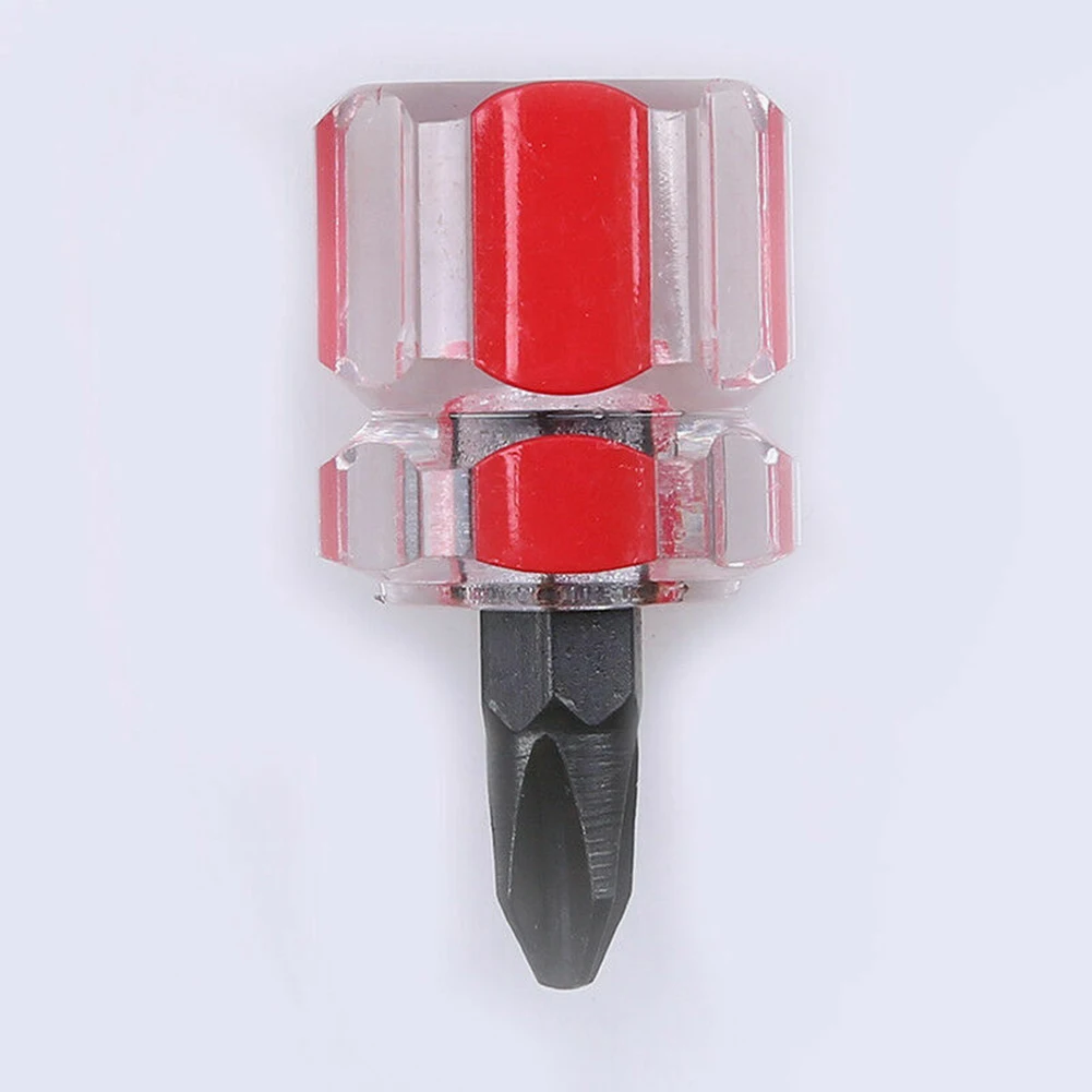 Удобная короткая отвертка размером 37 x 18 мм, цвет красный/зеленый, стальной материал, идеально подходит для крепежных крепежных и шлицевых винтов