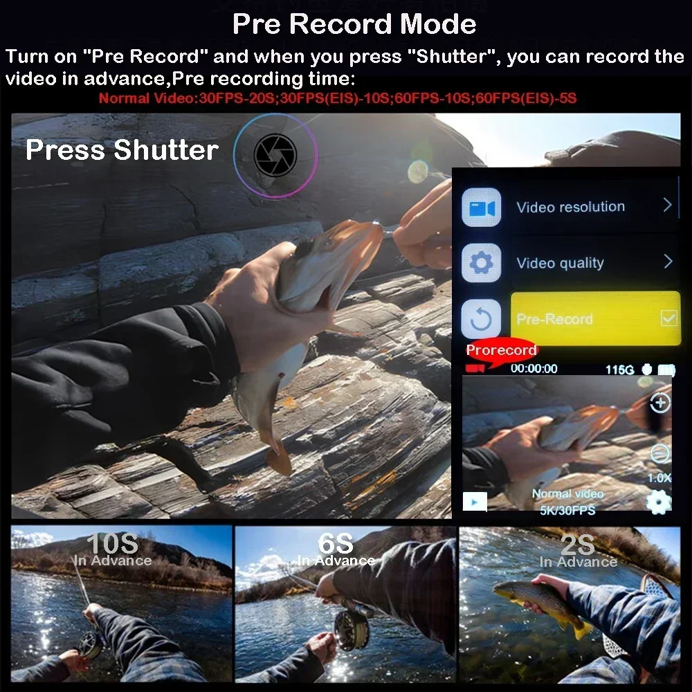 5K 4K60FPS Action Camera 50MP 2" Touch Dual Screen 5X Zoom Wi-Fi EIS 170° DVR Webcam Wireless Mic 30M Waterproof Sport Camera - Image 6