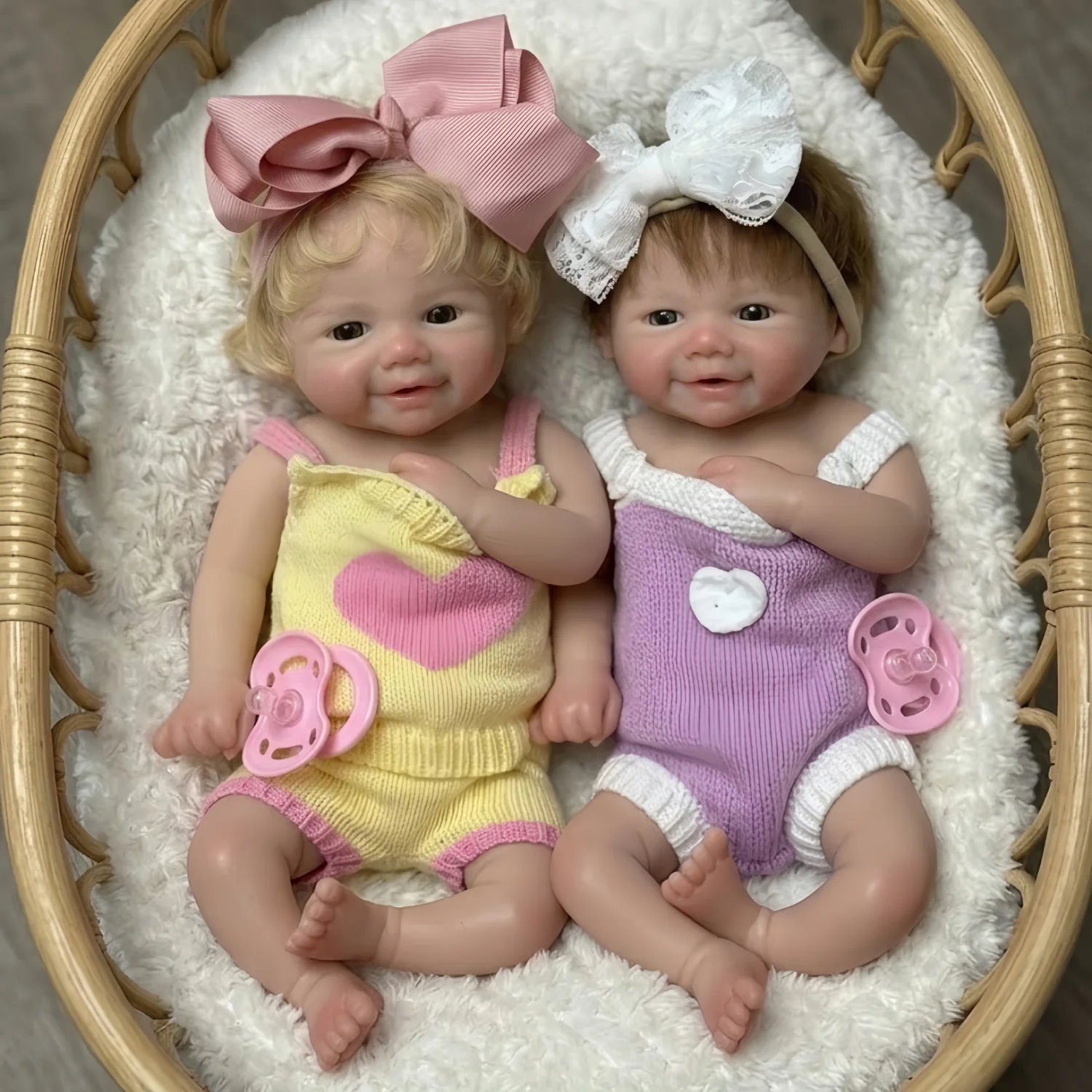OtardDolls-1 PCS/2 Styels Vivienne 33cm Open Mouth Silicone Bebe Reborn Girl Dolls With Rooted Hair Washable Newborn  Dolls