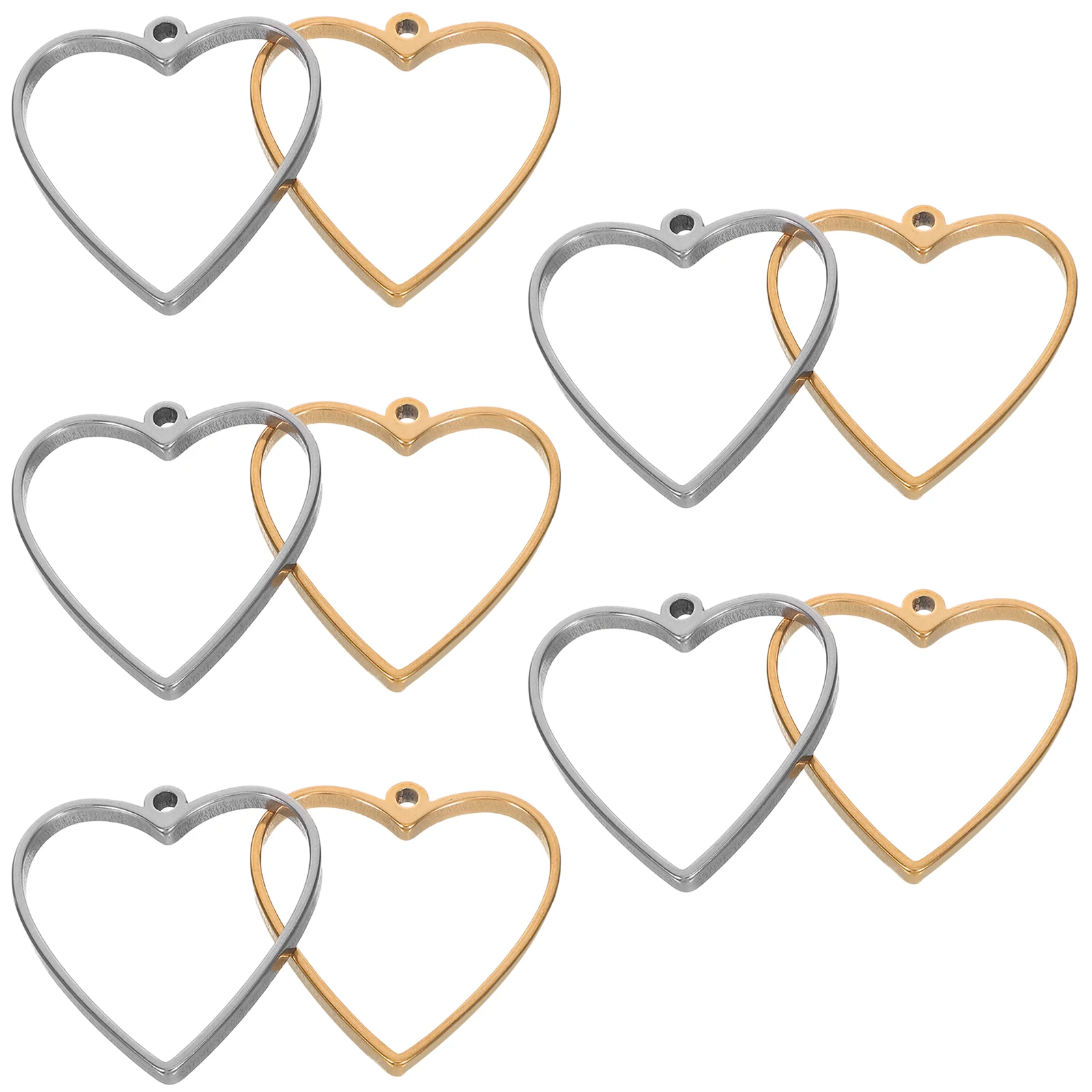 

10pcs Stainless Steel Heart Pendant Hollow Frame Resin Jewelry Making Supplies Open Frame Bezels For Necklace Earring Crafts