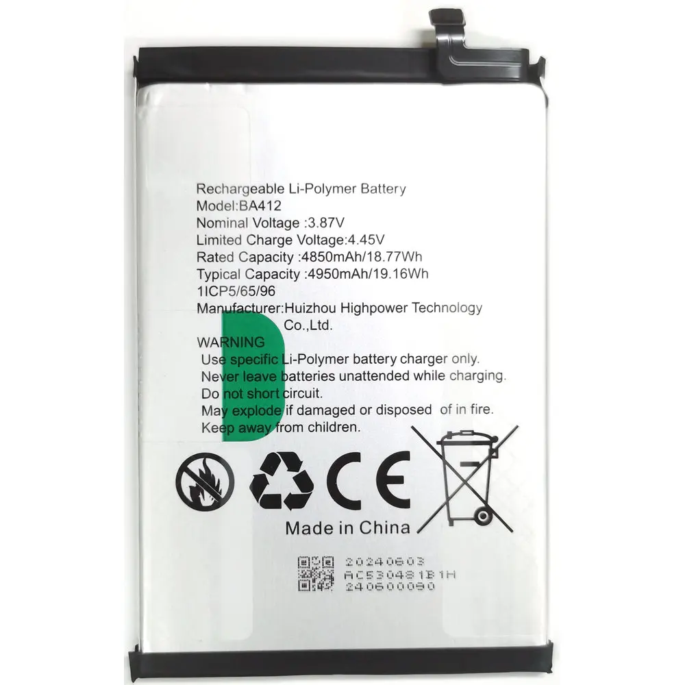 2025 سنة 3.87 فولت 4950 مللي أمبير UMI Umidigi BA412 استبدال بطارية الهاتف المحمول ليثيوم أيون بوليمر 1ICP5/65/96 #1