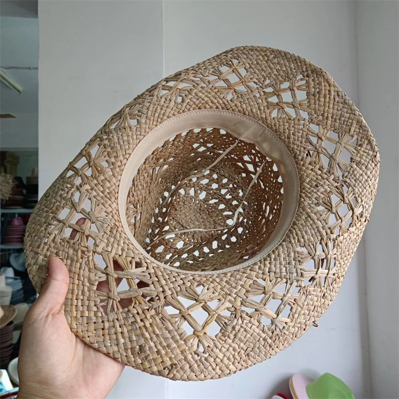 Cowboy hat fashion hollow out western cowboy hand woven hard summer sapphire accessories neutral Cowboy hat sun hat sombrero cow