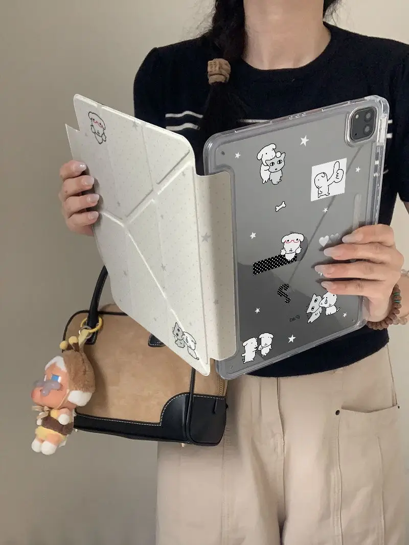 Wave Point Dog 3Y-Fold Tablet Case For iPad  pro 10/11/2020/6th/7th /8th /Air 3rd/Air 4th/9th gen/Air 5th Air 11 Magnetic Buckle