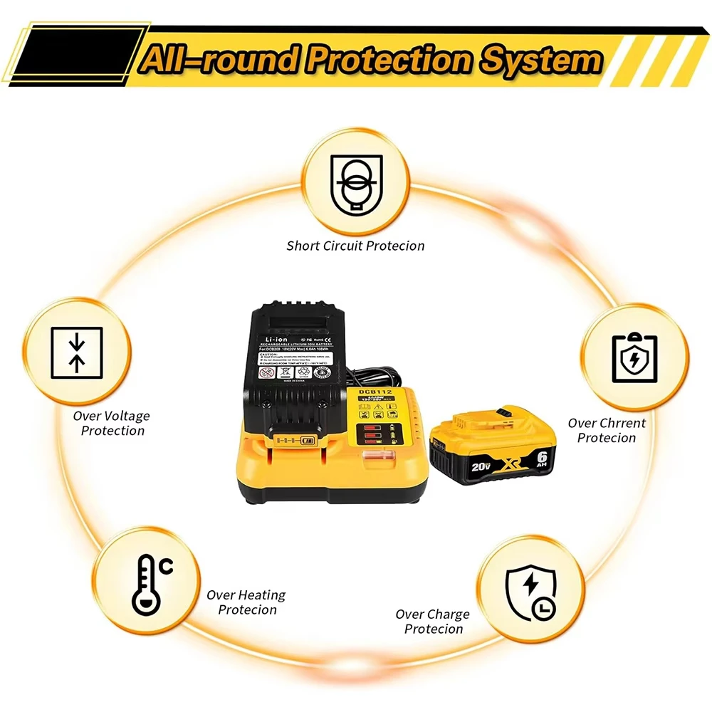 DCB112 Зарядное устройство для литиевой батареи 2А для Dewalt 10,8 В 12 В 14,4 В 18 В 20 В макс. DCB206 DCB205 DCB204 DCB203 DCB120, DCB107 DCB115 DCB105