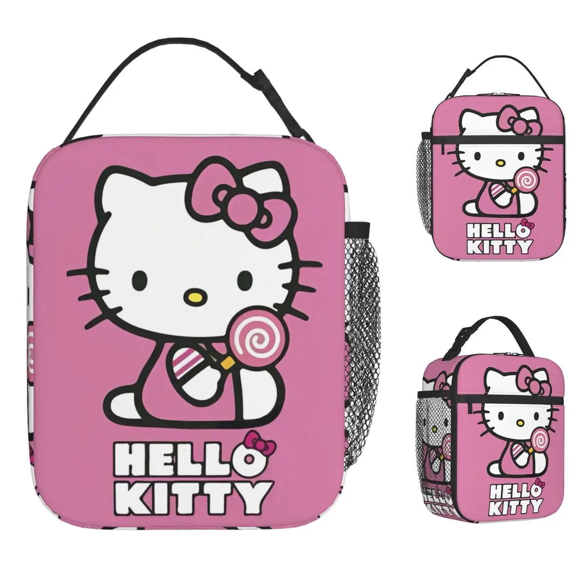 

Изолированные сумки для обеда Hello Kitty с леденцом, герметичный контейнер для обеда, термосумка, сумка-тоут, ланч-бокс, офисная дорожная сумка для девочек и мальчиков