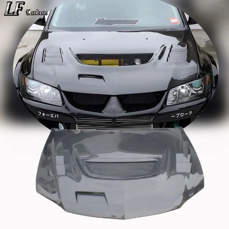 For Mitsubishi EVO 7 8 9 New Carbon Fiber Body Kit Including Front Engine Hood Bonnet Vents Screws