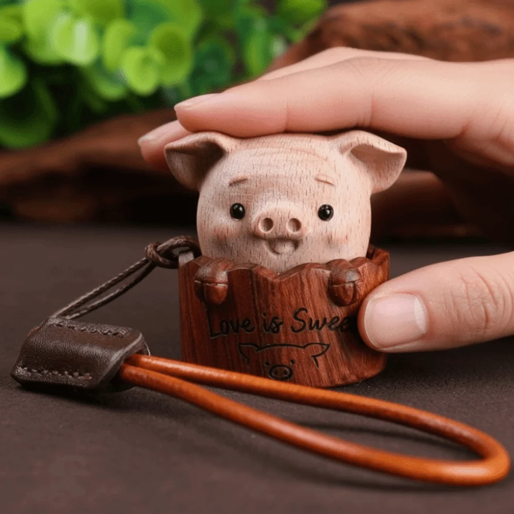 Bag Pendant Miniature Cat Paw Clicker Wooden Cute Wood Carving Charm Tactile Brown Sandalwood Figurine Key Chain Schoolbag Decor