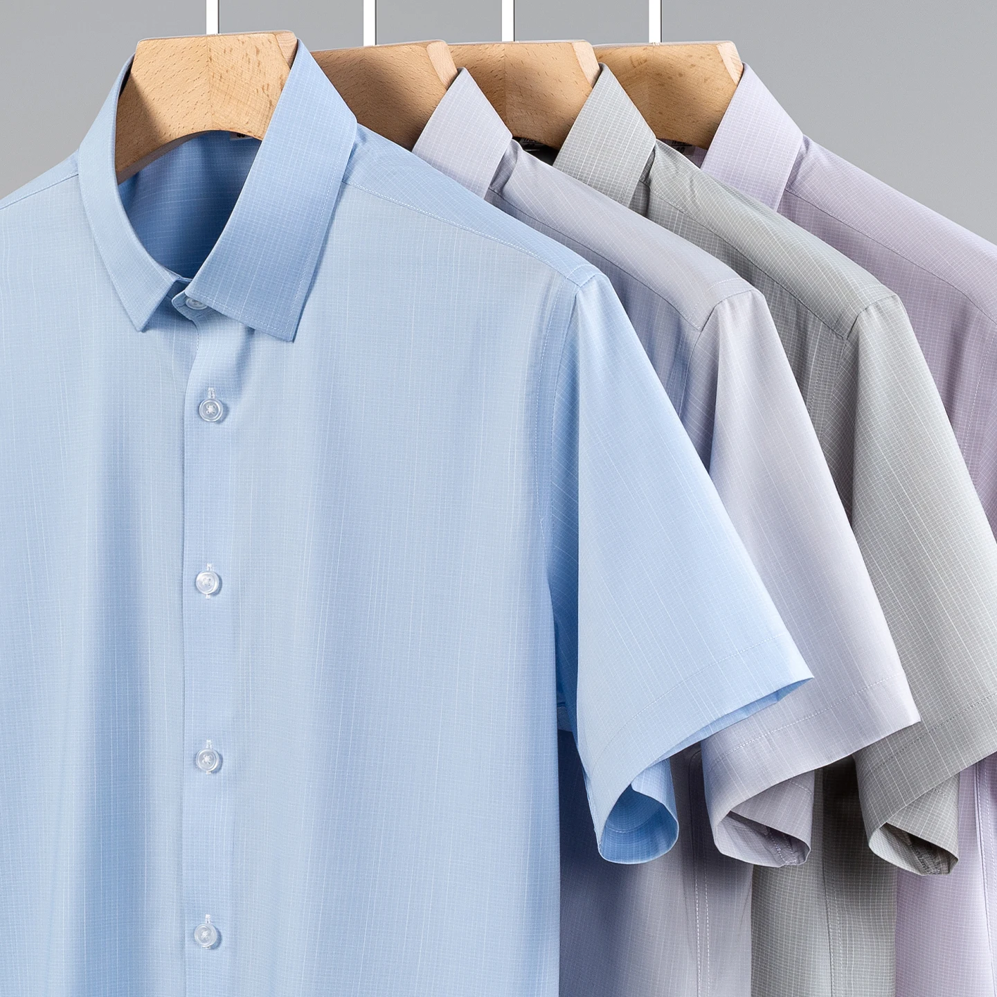 New in shirt fashion Modal summer short sleeve shirts for men slim fit formal shirts casual elastic plaid Anti-wrinkle clothes
