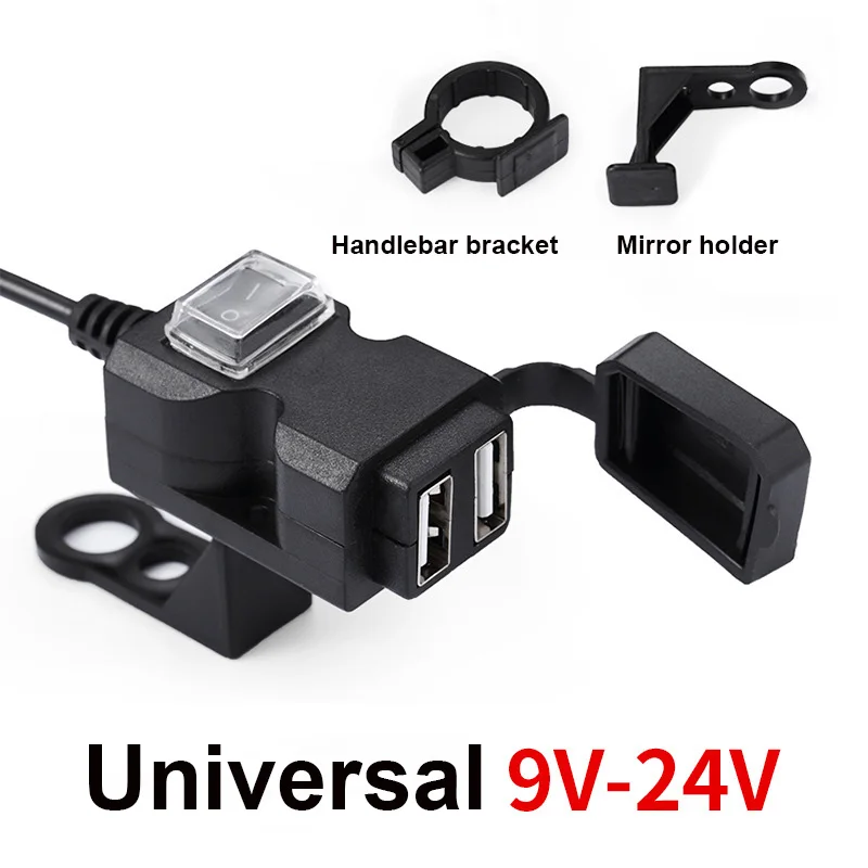 FOR Kawasaki Z750 Z900 Z800 Z650 ZX6R Ninja 300 Ninja 250R Motorcycle Dual USB Charger 9V-24V Moto Sockets Power Plug Outlet