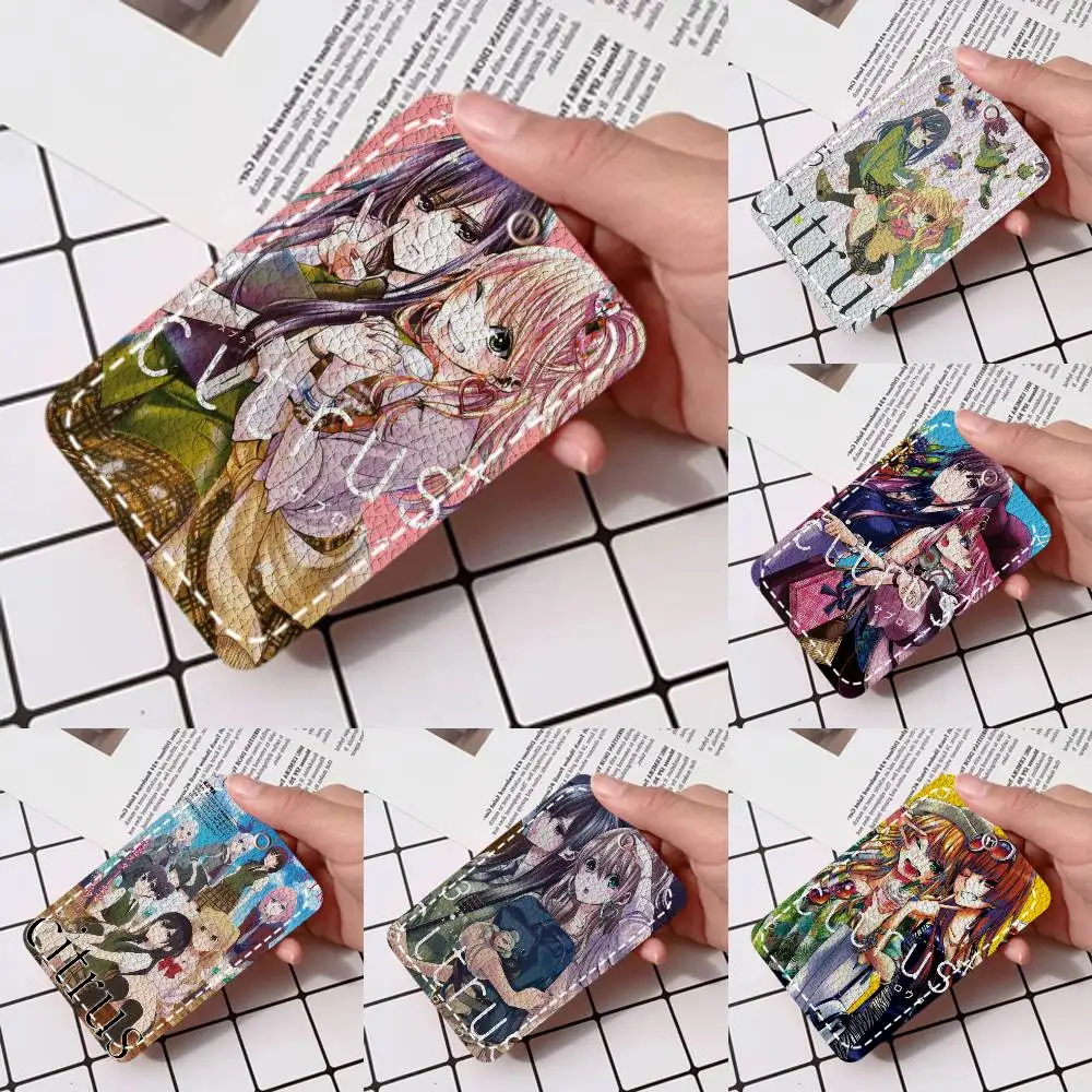 

Японский аниме-чехол для карт Citrus, подходит для кредитных карт, проездных билетов, мягкий кожаный прямоугольный брелок-ключница, защитный чехол.