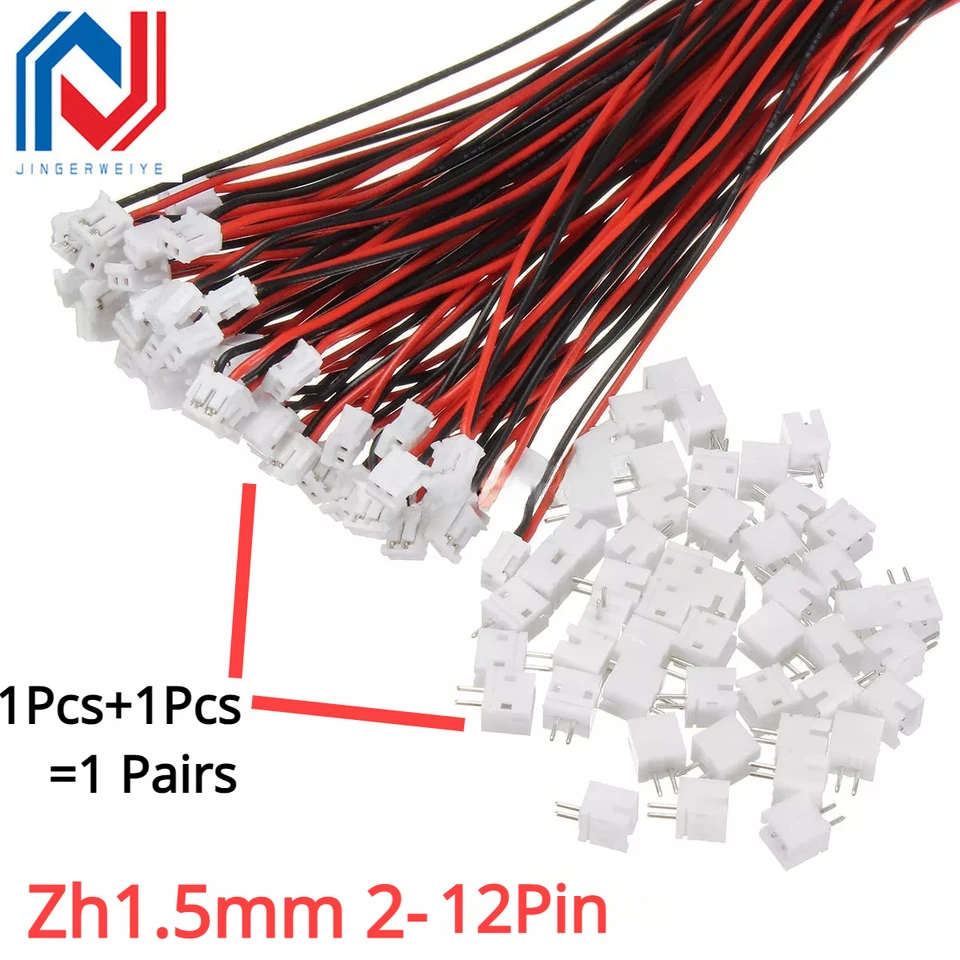 Mini Micro JST Kabelverbinder Sortiment Kit – JST-ZH 1,5 Stecker 2-10P Mit 28AWG Kabeln Mini Micro JST Kabelverbinder Sortiment Kit – JST-ZH 1,5 Stecker 2-10P Mit 28AWG Kabeln