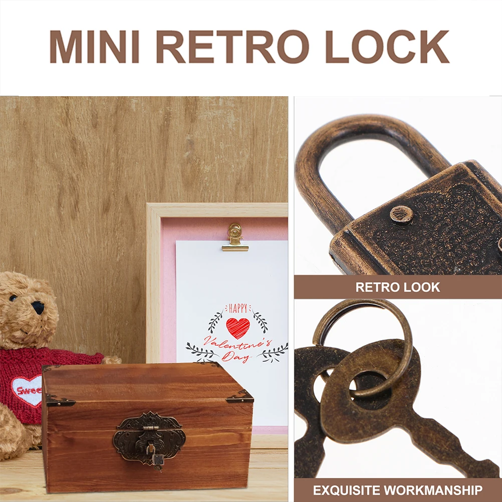 

10 Pcs Vintage Copper Padlocks Suitcase Locks Retro Furniture Cabinet Security Rustproof Hardware