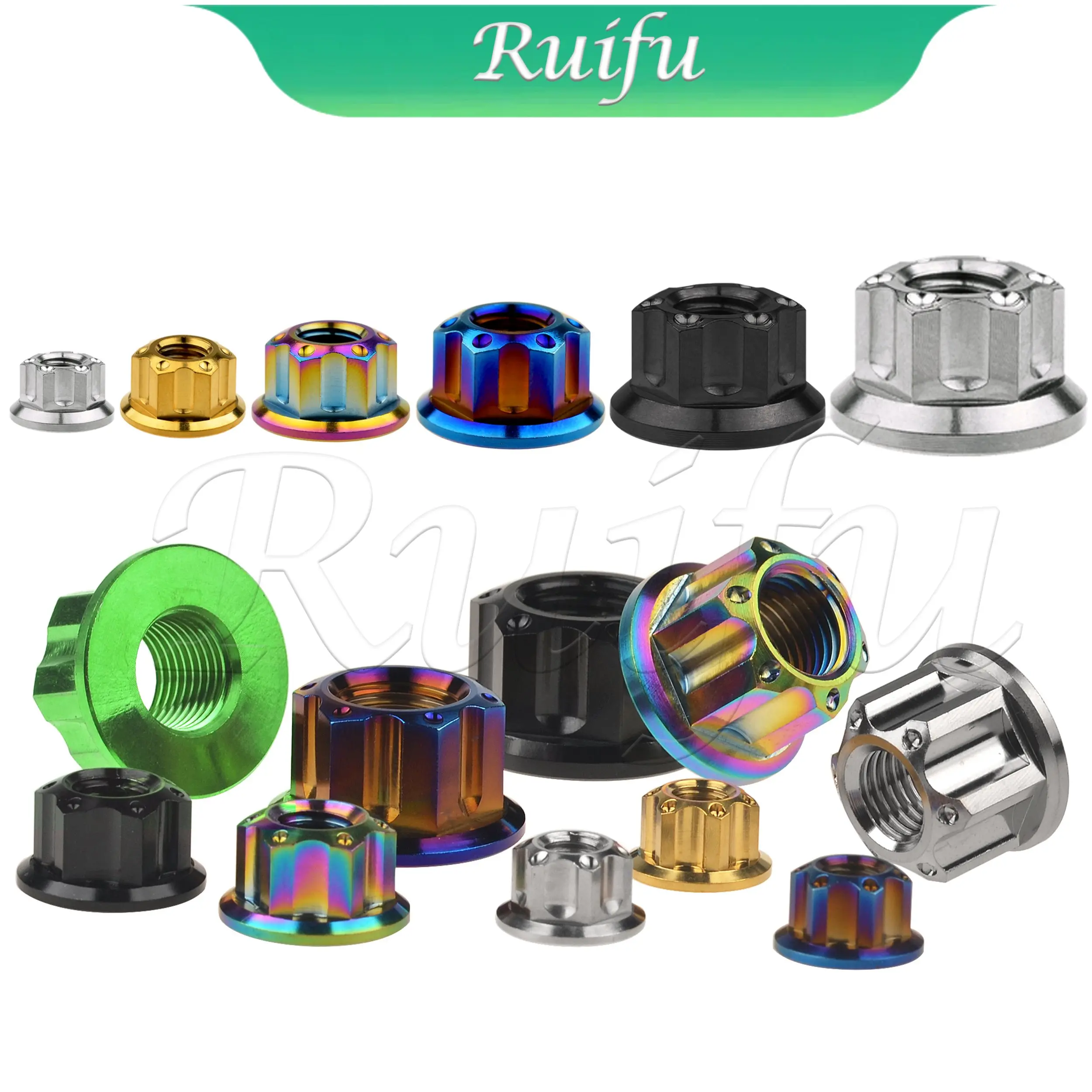 Ruifu Titanium M6 M8 M10 M12 M14 M16 Mur Flange Segi Enam Hex Mewah untuk Pengencang Titanium Poros Belakang Sepeda Motor