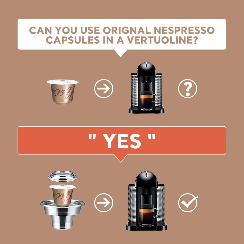 Coffee Pods Adapter Converter for Nespresso Vertuo Mahicne with Original Capsule Reusable Coffee Filters Stainless Steel Holder