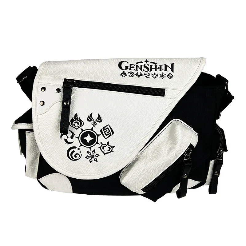 

New Cartoon Genshin Impact Series Keqing Crossbody Bag Canvas Shoulder Bag One Piece Backpack Two-Dimensional Anime Gift Toys