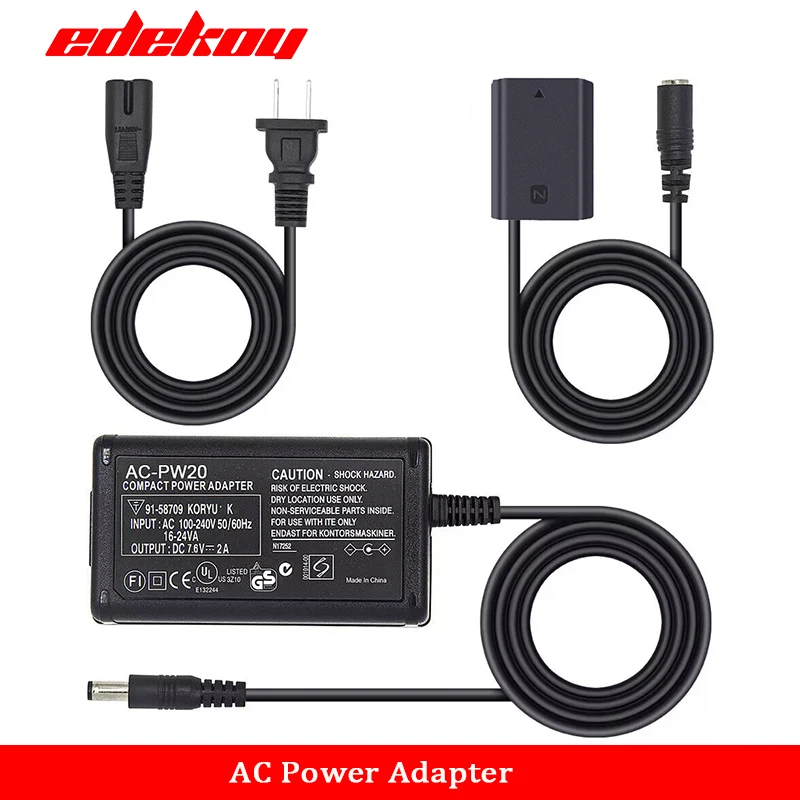 NP-FZ100 Dummy Battery AC Power Supply Adapter For Sony Alpha1 A7C A7M3 A7M4 A7R4 A7R3 A7RM4 A7RM3 A6600 ILCE-9 9II