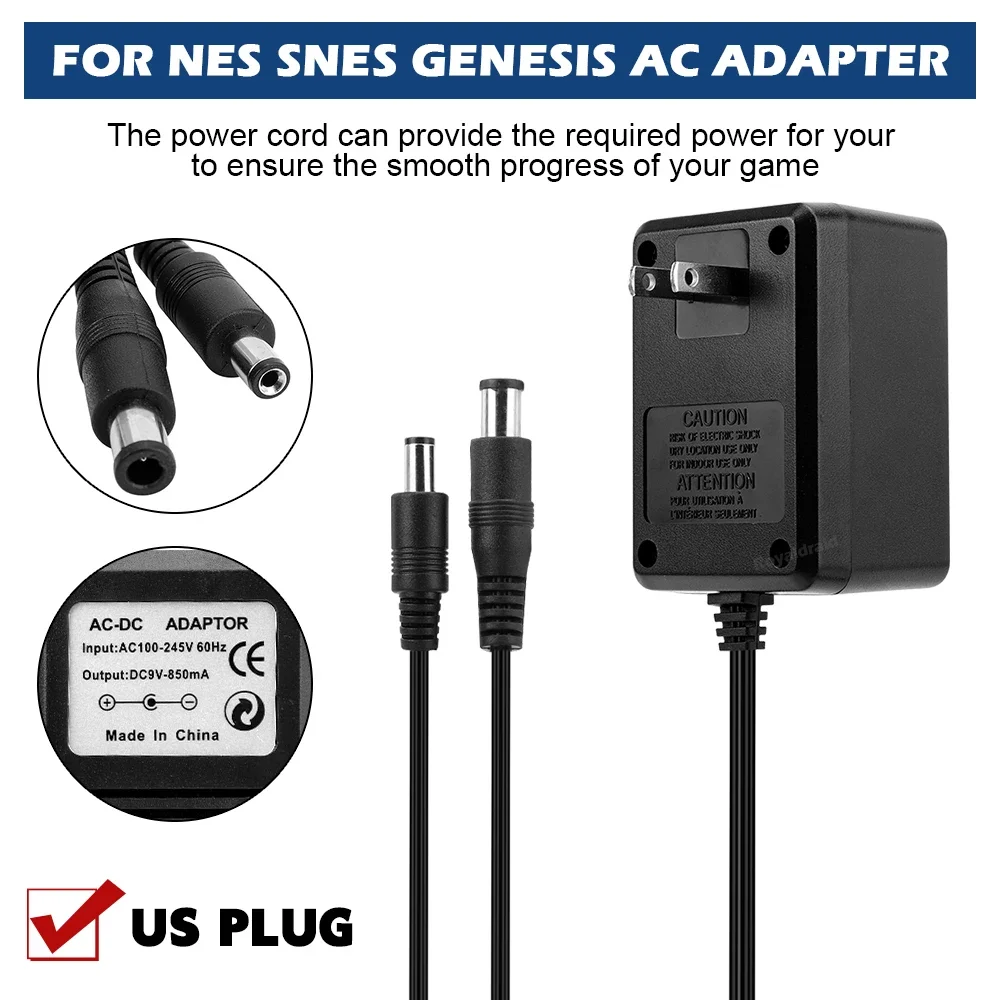 Gorąca sprzedaż NOWOŚĆ Zasilacz sieciowy 3 w 1 z wtyczką amerykańską 110-240 V 60 Hz Ładowarka do NES/SNES/SEGA Genesis z pakietem Dropshipping